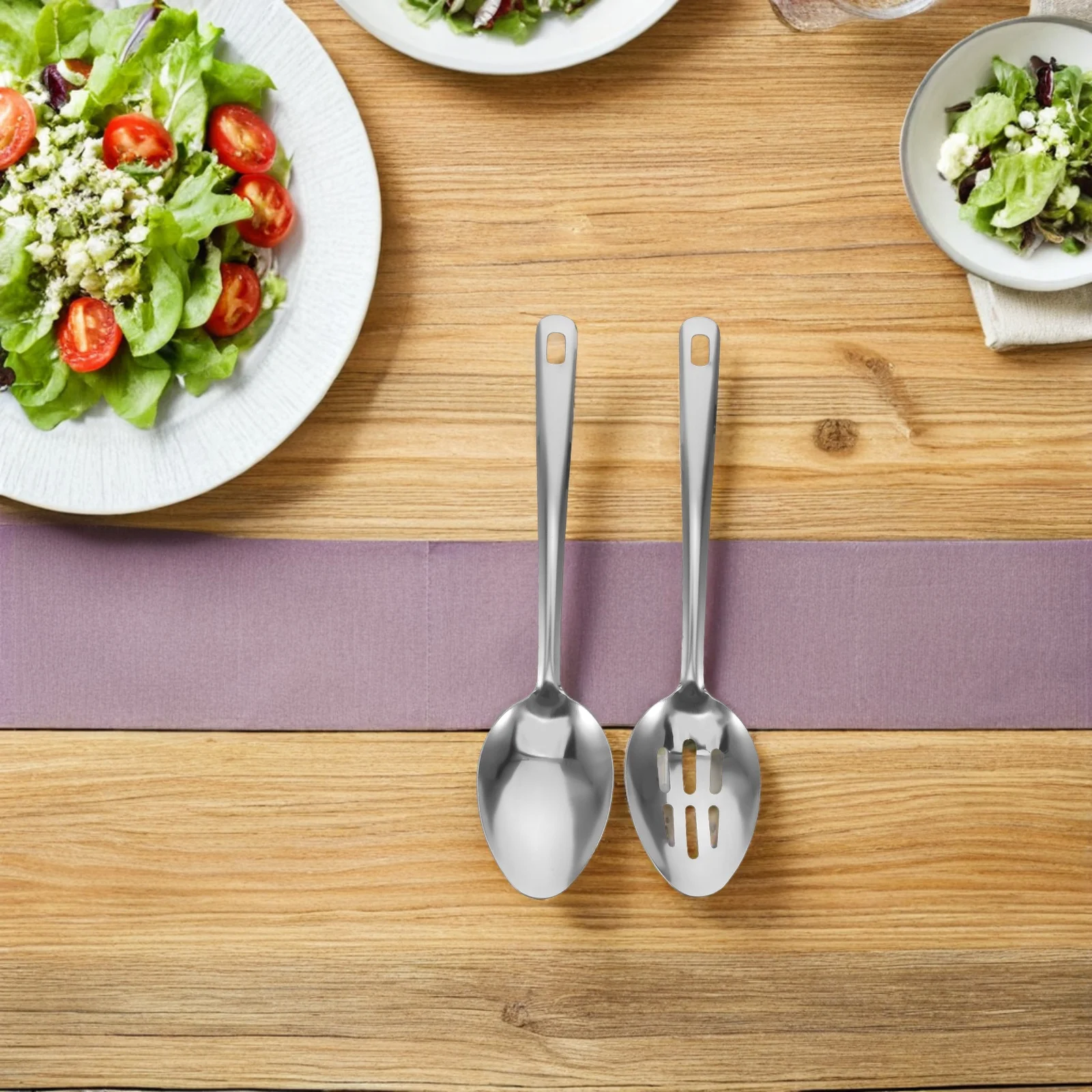 

2pcs Kitchen Set Stainless Steel Slotted Serving Spoon Soup Ladle For Buffet Cooking Straining Noodle Strainer Hot Pot Spoon