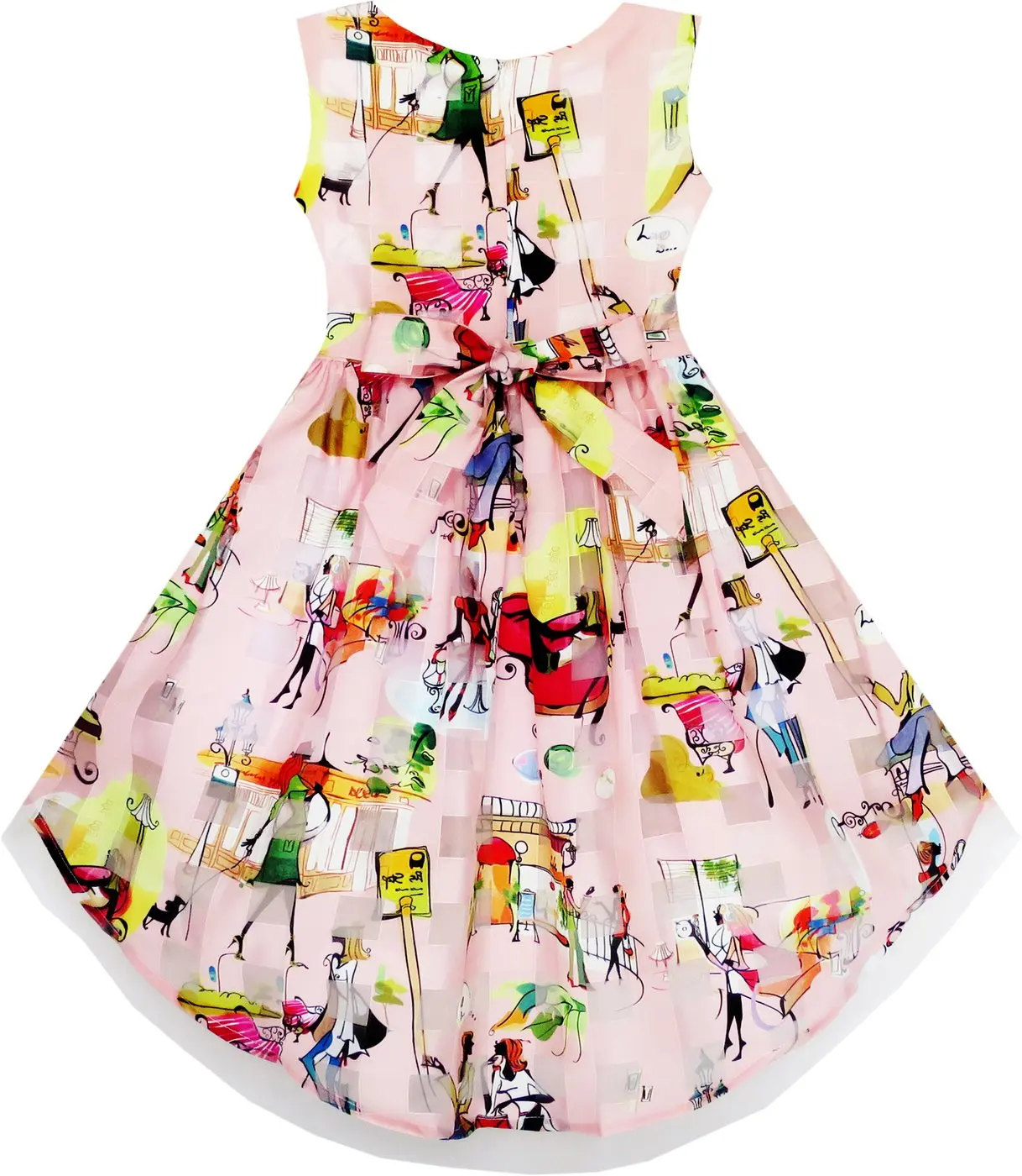 Girls Hi-Lo Dress Checkered Tulle Pearl Necklace Princess Pageant