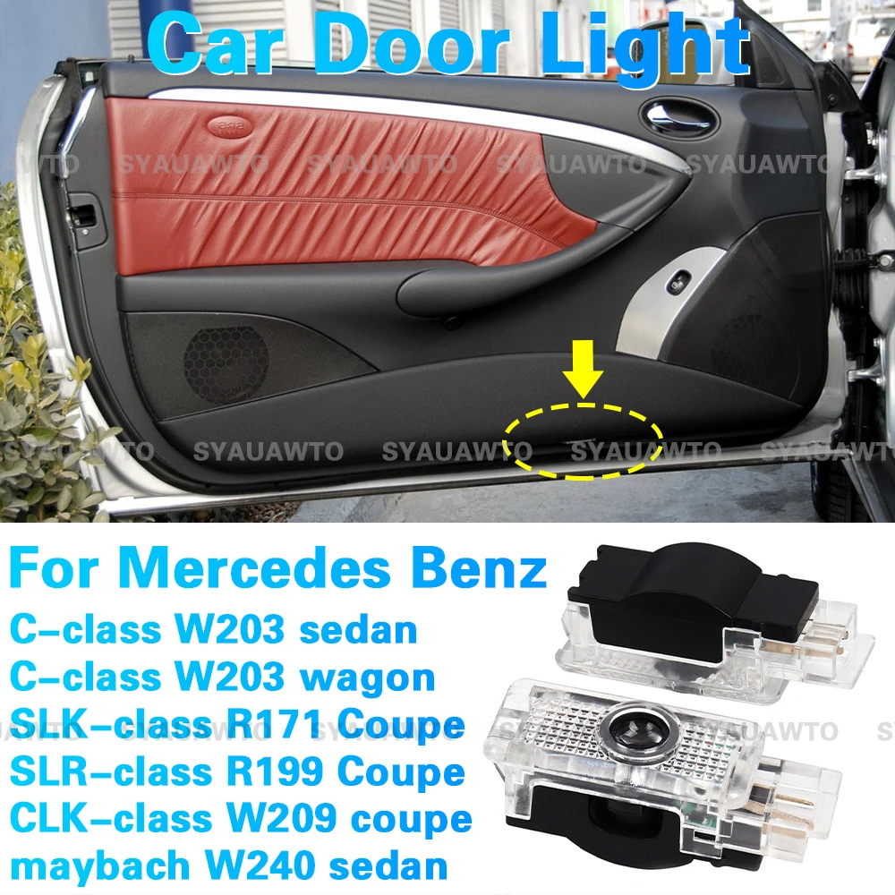 2 Pcs LED Car Door Welcome Light Decoration Accessories For Mercedes Benz C SLK CLK SLR Class W203 W240 W209 R199 R171 2001-2009