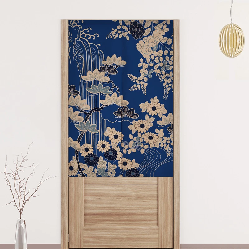 VIKAMA Three Koi Fish Teal Noren Door Curtain, 6 Designs, Doorway Decor for Bedroom Living Room Kitchen