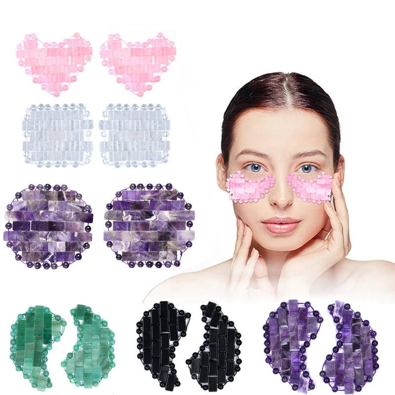 

Natural Jade Mini Crystal Eye Mask Rose Quartz Amethyst Eye Mask For Relieve Eye Fatigue Cold Therapy Facial Lifting Skin Care