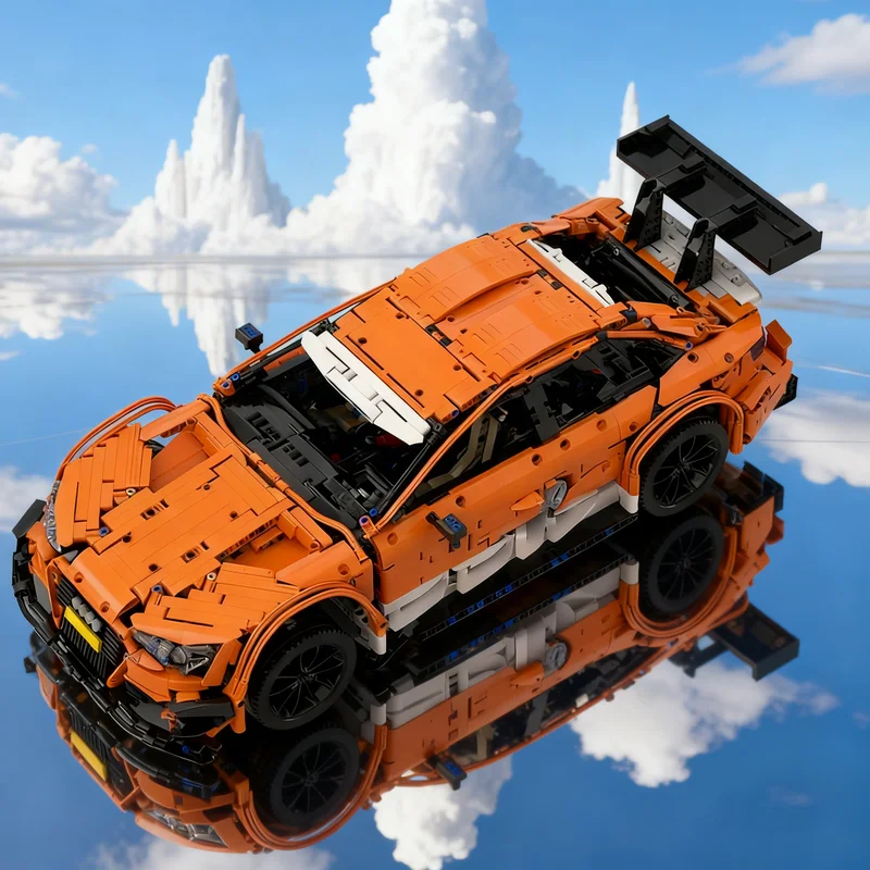

4024 детали MOC Audi RS5 DTM с оранжевыми светодиодами, техническая модель, конструктор, креативный подарок, DIY, декор для демонстрации, премиум-класс для взрослых и детей, настольный набор