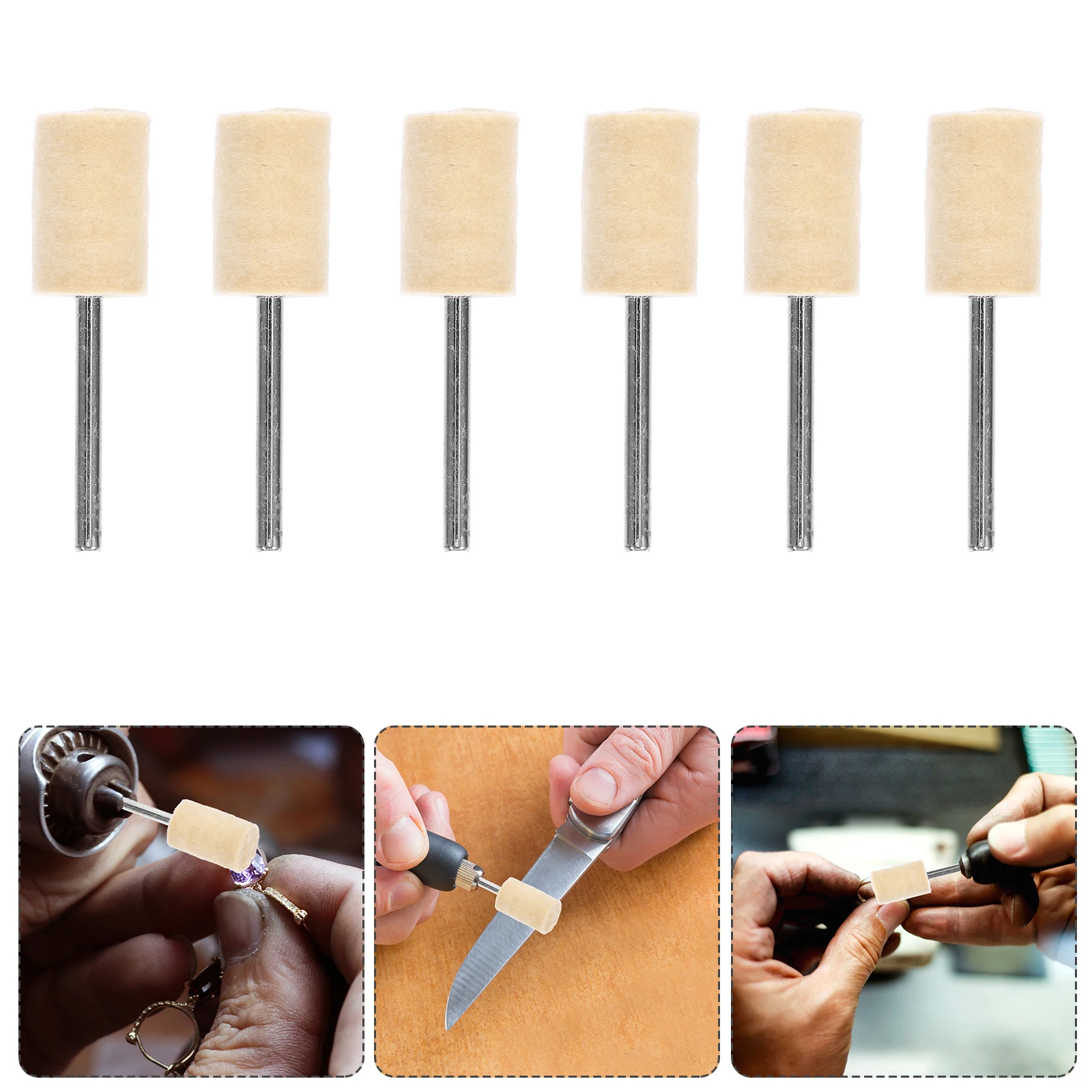 

12 Pcs Wool Felt Polishing Bit Wheel Buffing Pad Grinding Drill Nail Bits White