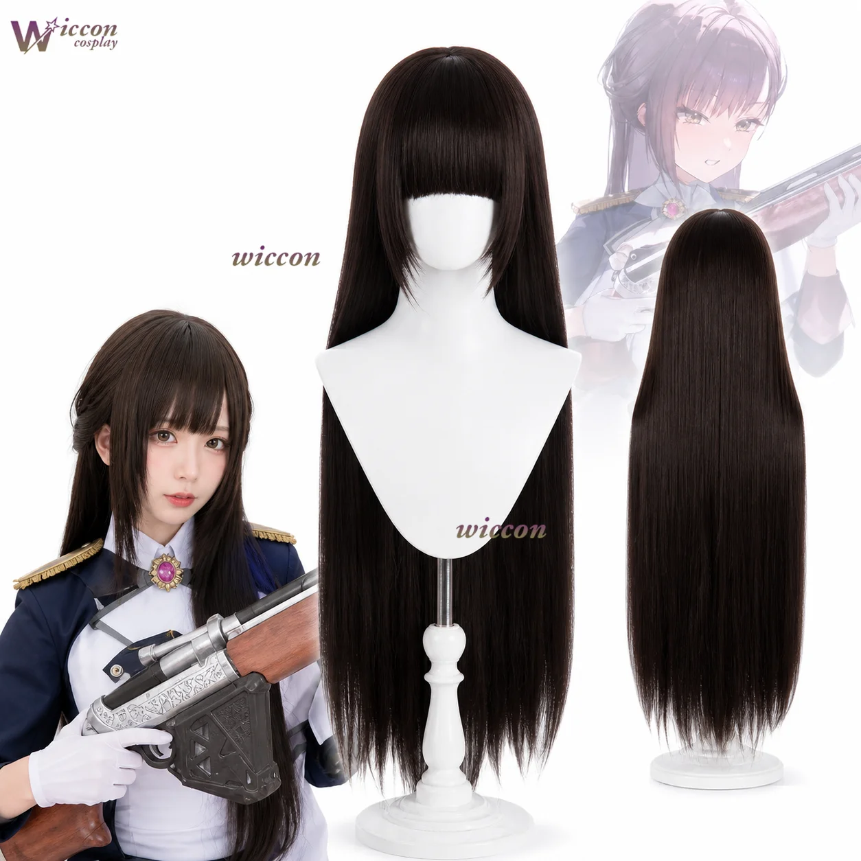 WonkaCos Goddessss Anime Game Victoryry Cosplay Marcaana Длинные прямые коричневые волосы с серым внутренним цветом, синтетические волосы для Хэллоуина