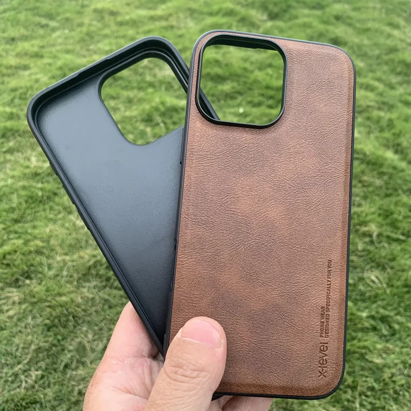 

For iPhone 16 Pro Max,16 Pro Case X - Level Quality Vintage Leather + Soft TPU Protection Phone Shell