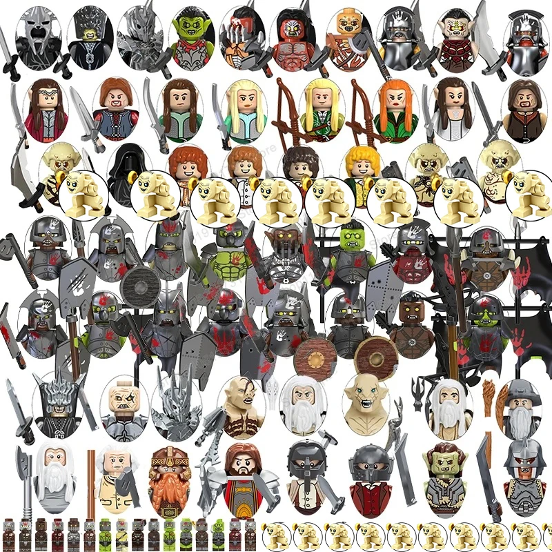Epic Quest Fantasy Realm Orcs Legion Elf King Prince Knight Dwarf Wizard Action Figures Building Blocks Bricks Model Toy Gift