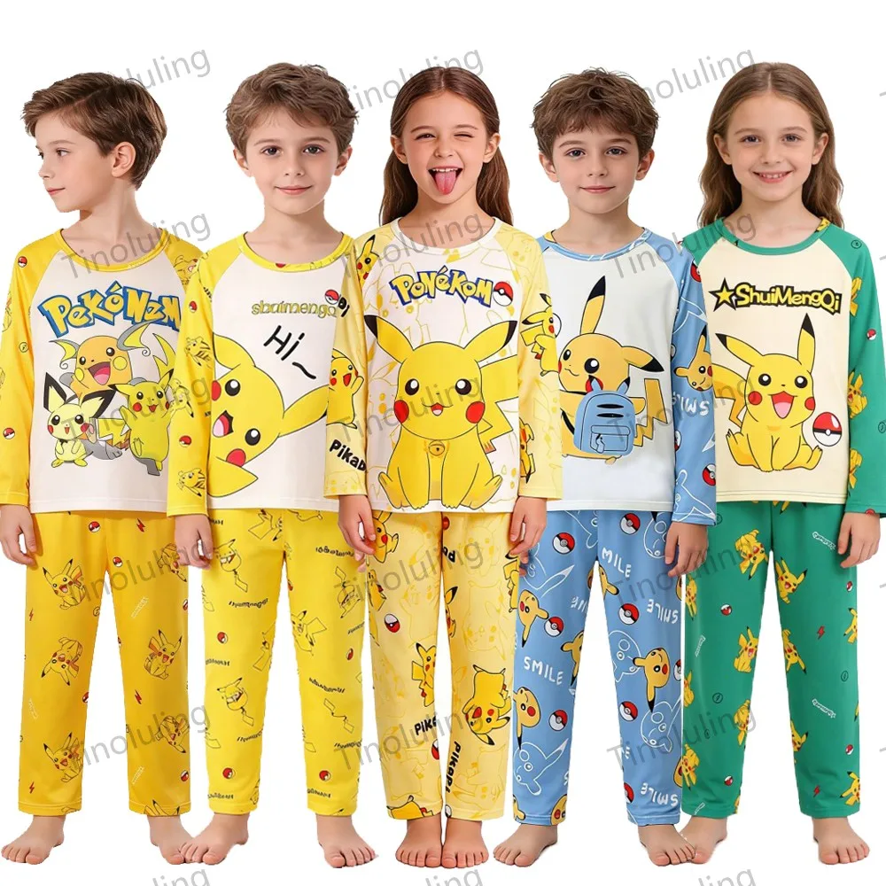 Boys Girls Pajamas Sets Kids 3 to 4 5 6 7 8 9 10 11 12 Years Pikachu Pyjama Long Sleeve Pijamas Toddler Sleepwear Child Clothing