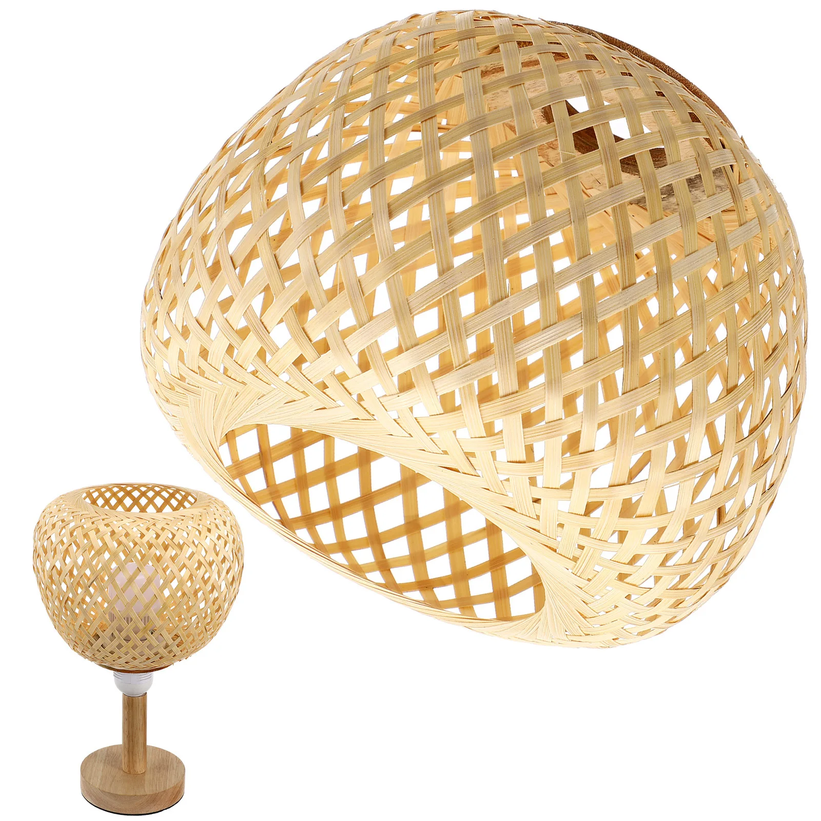 

Bamboo Lamp Shade Woven Pendant Light Cover Rustic Style Hanging Lampshade For Ceiling Lights Replacement Decorative