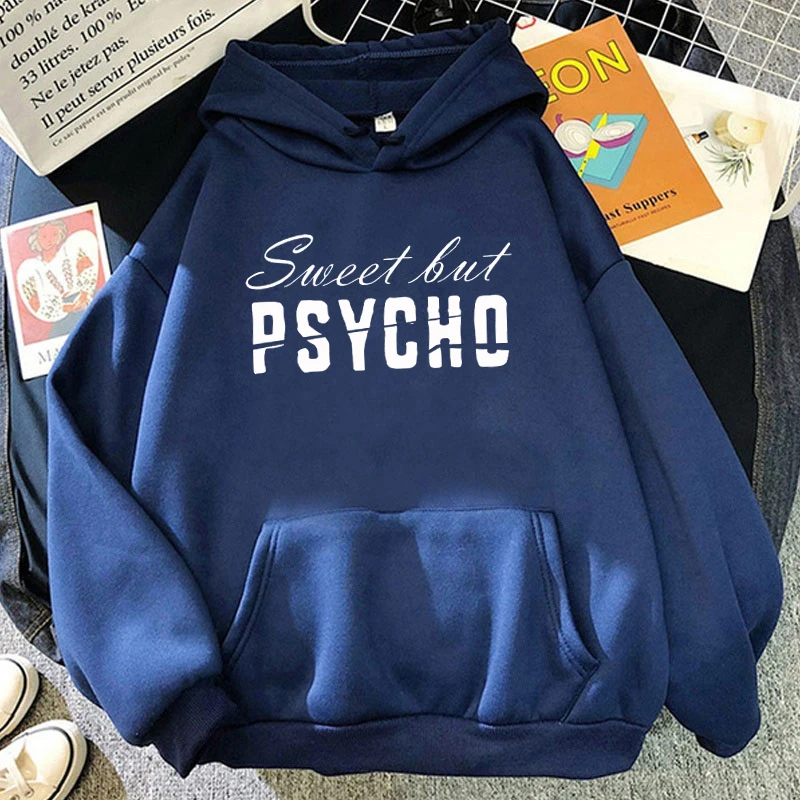 Sweet But Psycho Printed Long Sleeve Pullover Hoodies For Women And Men Couple Casual Sweatshirts Autumn Winter Plus Size Hoodie