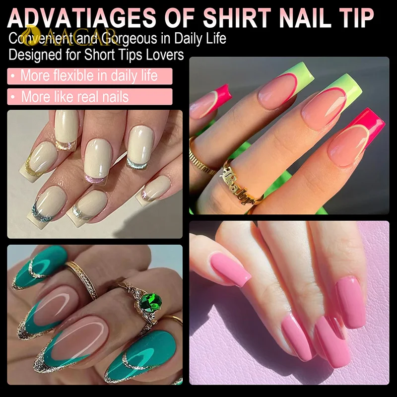 Luxury Almond French Coffin False Nail Tips Soft Gel Semi-matte Full Cover Artificial Fingertip Capsules for Nail Extension