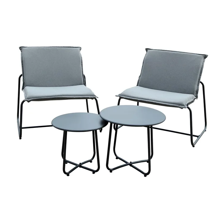 

New Arrival Modern Outdoor Patio Garden Furniture Set Convenient KD Storage Waterproof Two-Seater Metal Chair Tea Table for