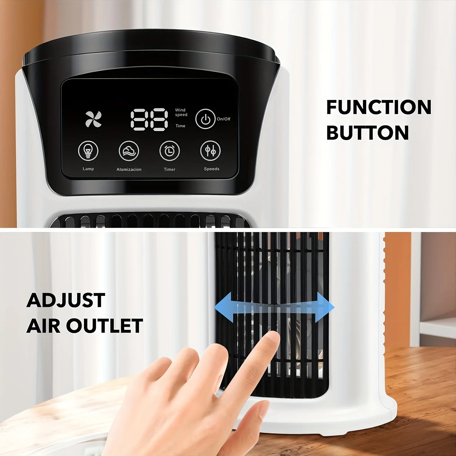 3-In-1 Portable Air Conditioner, Humidifier, Atmosphere Light, And Fan - USB Powered, Suitable for Office And  Use