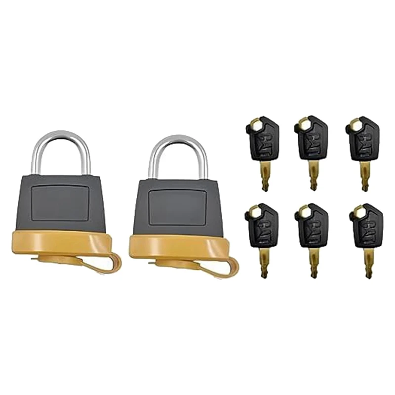 2Set 246-2641 Metal Padlock With 6Pcs 5P8500 Iginition Keys For Caterpillar Cat 20103300 2849039 7X7700 1428828