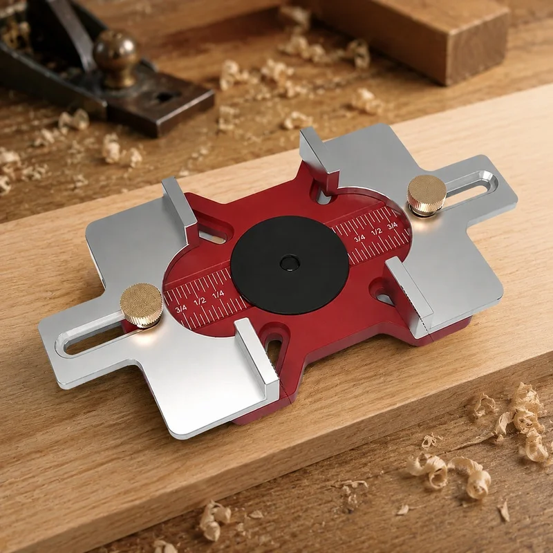 Dual-Function Wood Router Base with Slotting Jig and Concealed Fastener for Precise Mortising and Trimming Tasks