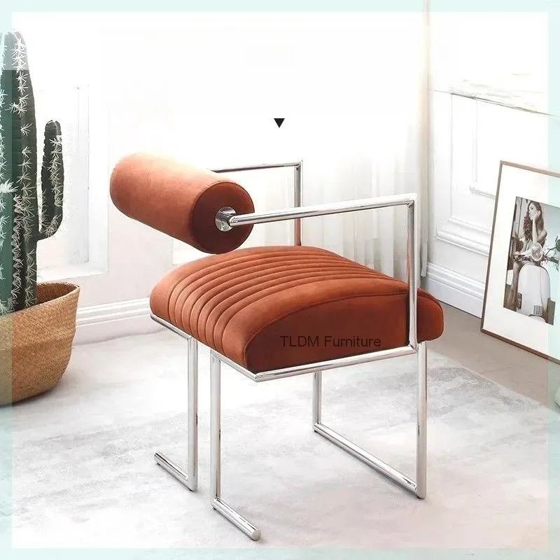 

Креативный стул из нержавеющей стали для отдыха, современный дизайн для дома, гостиной, спальни, простой стул со спинкой, мебель, роскошные украшения