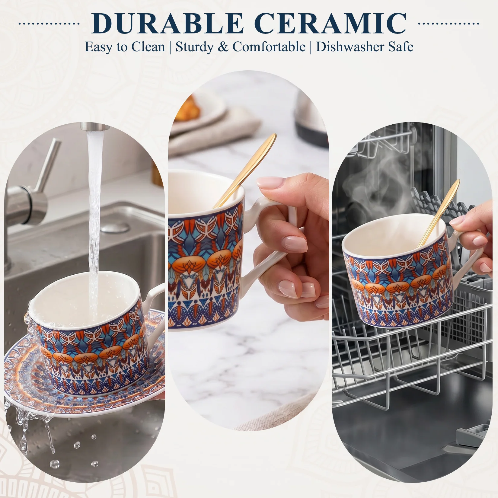 Zestaw 2 ceramicznych filiżane – Coffee Tea Latte recenzja i cena