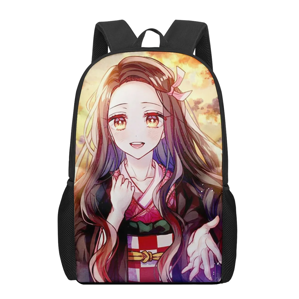 Anime demônio slayer kamado nezuko impressão sacos de escola para meninos meninas estudantes primários mochilas crianças saco de livro mochila volta pacote