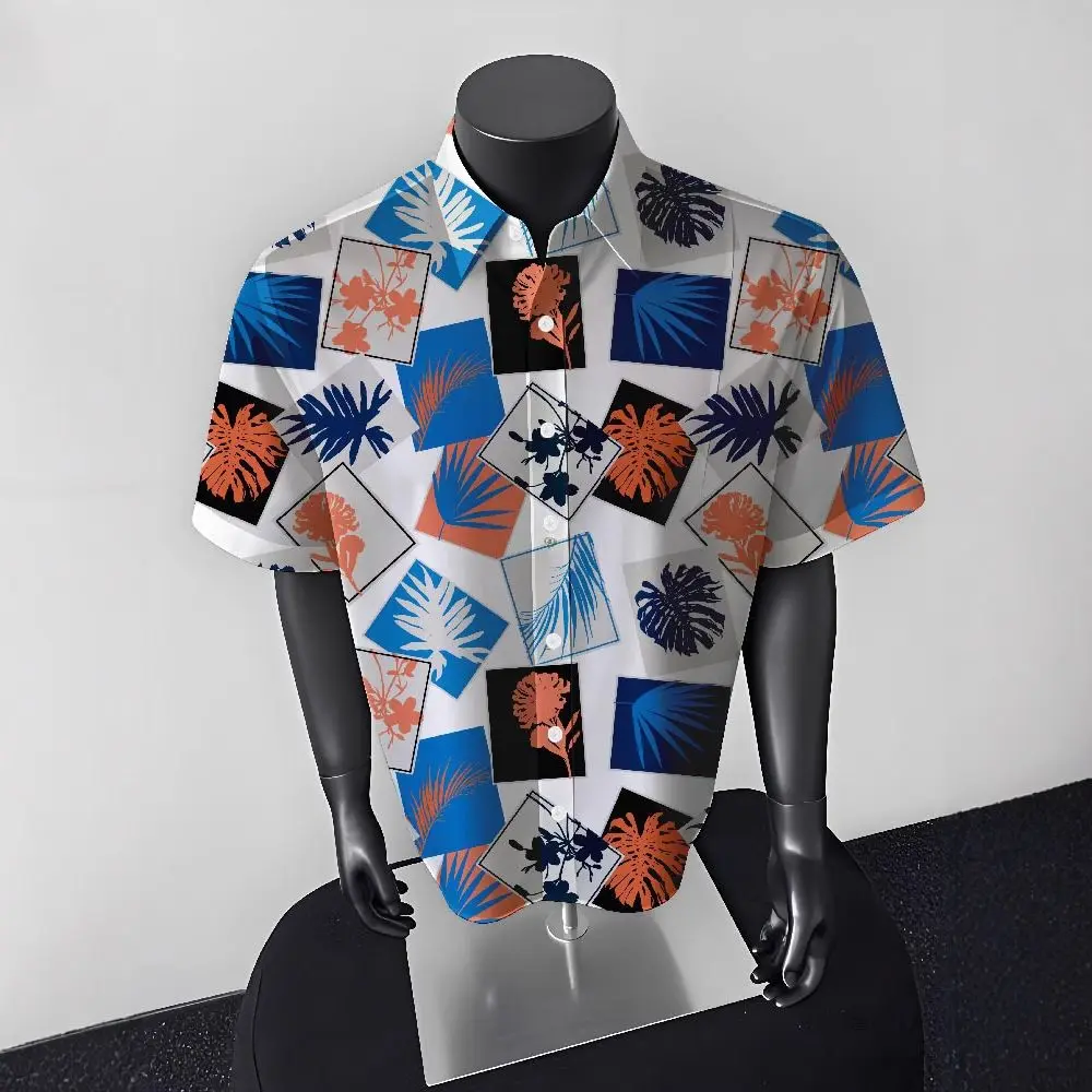 

Мужская пляжная одежда в стиле винтаж с цветочным принтом «Гавайи», свободного кроя, больших размеров, из полиэстера, для лета, повседневная