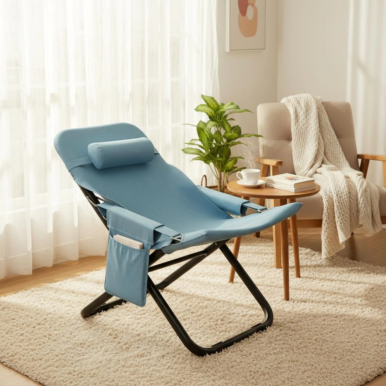 Adjustable Rest Chair Space Saving Folding Recliner Foldable Lounge Chair Easy to Keep-Easy Rest Furniture Portable