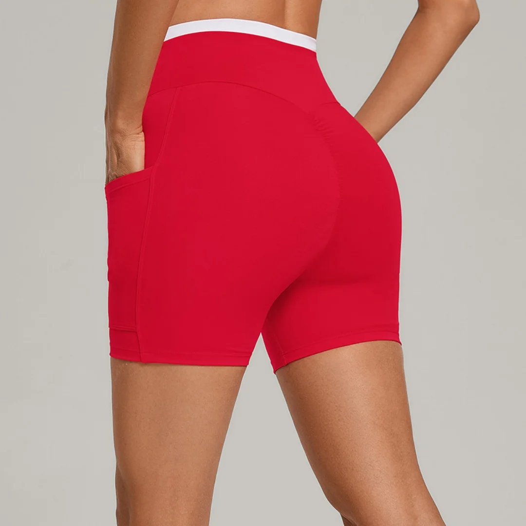 

Новые спортивные шорты для йоги с высокой талией, подтягивающие ягодицы, с карманами, для фитнеса, бега, повседневных тренировок, спортзала, для женщин