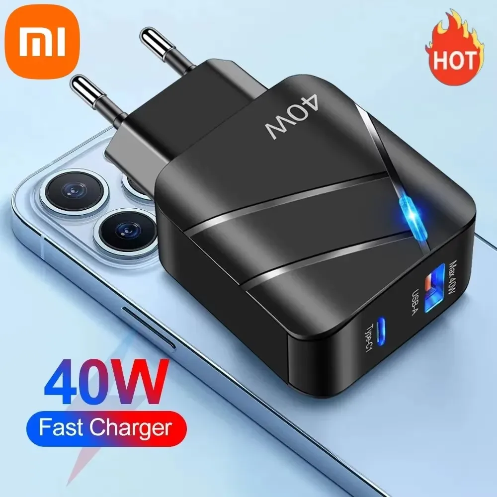 XIAOMI 40W PD USB C Charger Smart RC Quick Charge QC 3.0 Wall Charger Adapter For iPhone 14 13 Samsung Xiaomi USB Charger