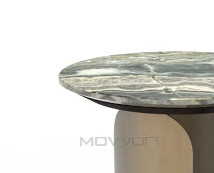Living Room Hotel Lobby Bedroom Stainless Steel Side Table Coffee Table with Marble Top