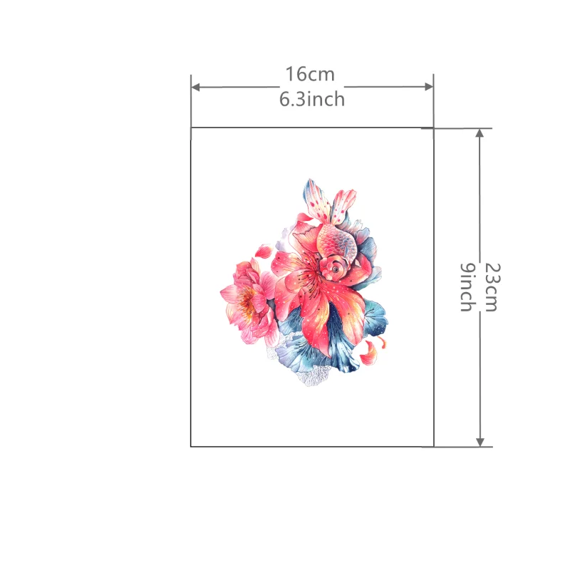 1 Sheet  Ink Goldfish Flower Sticker Waterproof Lasting Temporary Tattoo