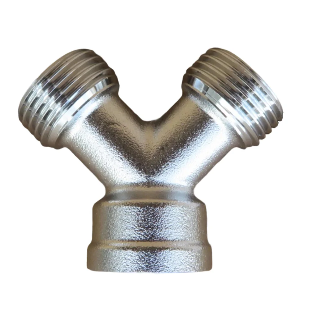 As Shown 2 Way Manifold Dual Outlet Hose Splitter Dual Outlet Adapter Solid Brass Construction Heavy-duty Metal