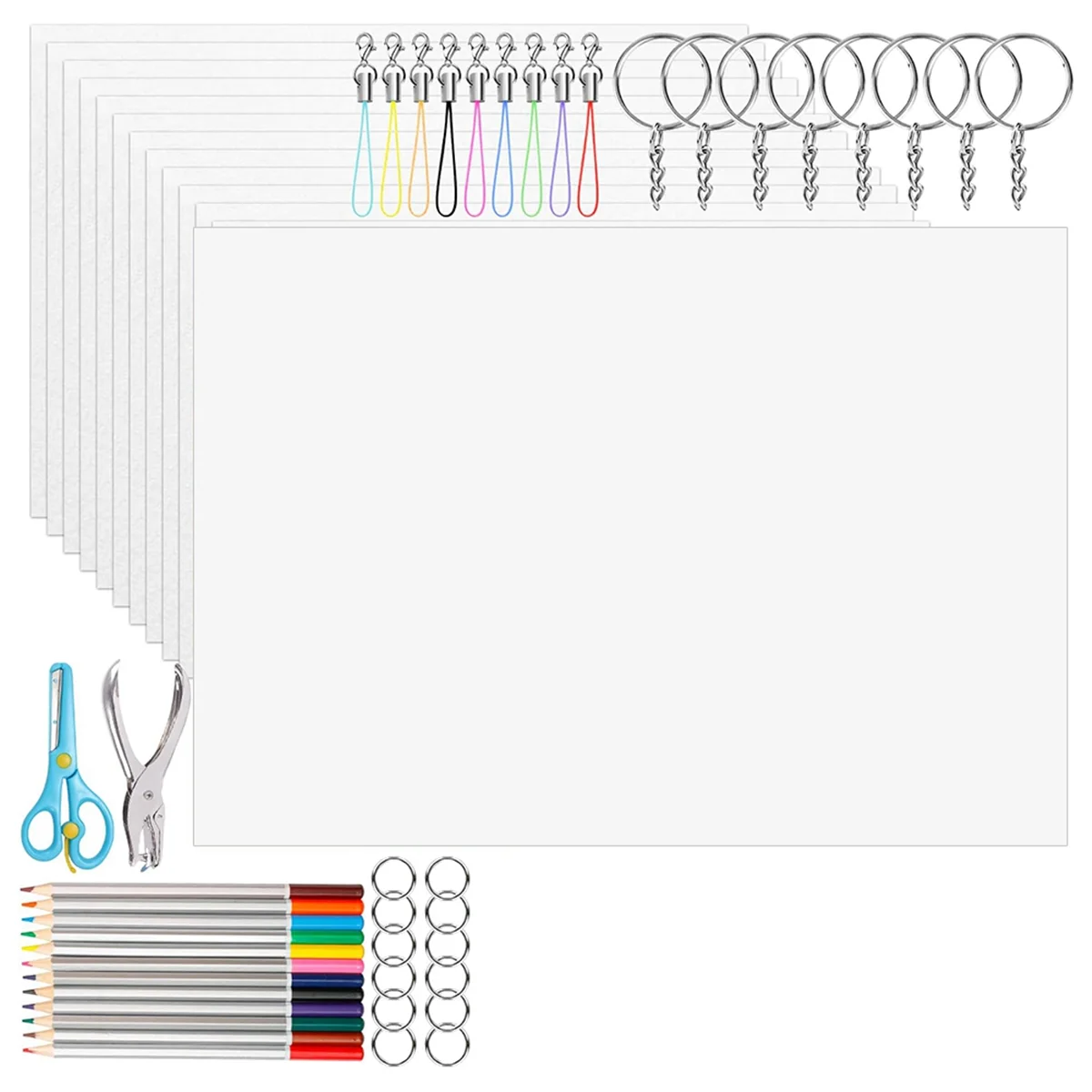 

A69G-Shrinky Plastic Sheets Keychain Kit, 234Pcs Shrinky Art Kit