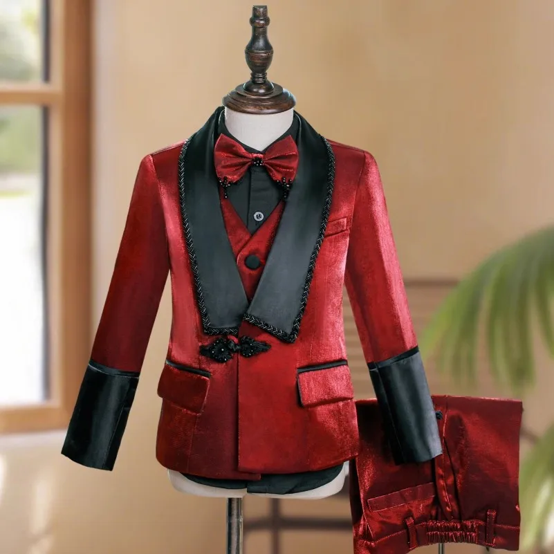 

New Boys' Suit Set Wedding Birthday Party Host's Piano Performance Costume Tuxedo Boys Blazer Sets A4825 Vestidos