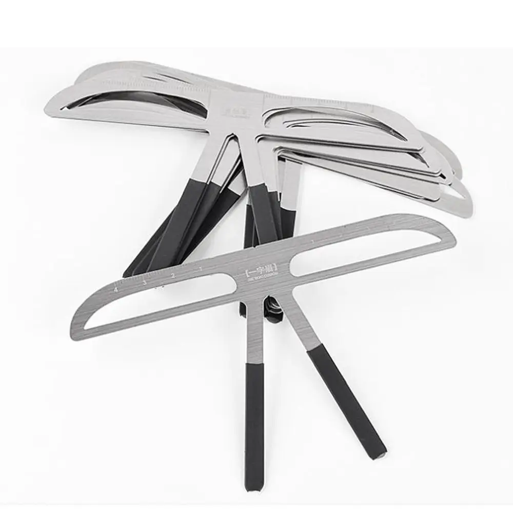 3D Wenkbrauw Tattoo Heerser 10 Stijlen Herbruikbare Wenkbrauw Meetinstrument Metalen Nauwkeurige Brow Tekening Gids Sjabloon Makeup Tools