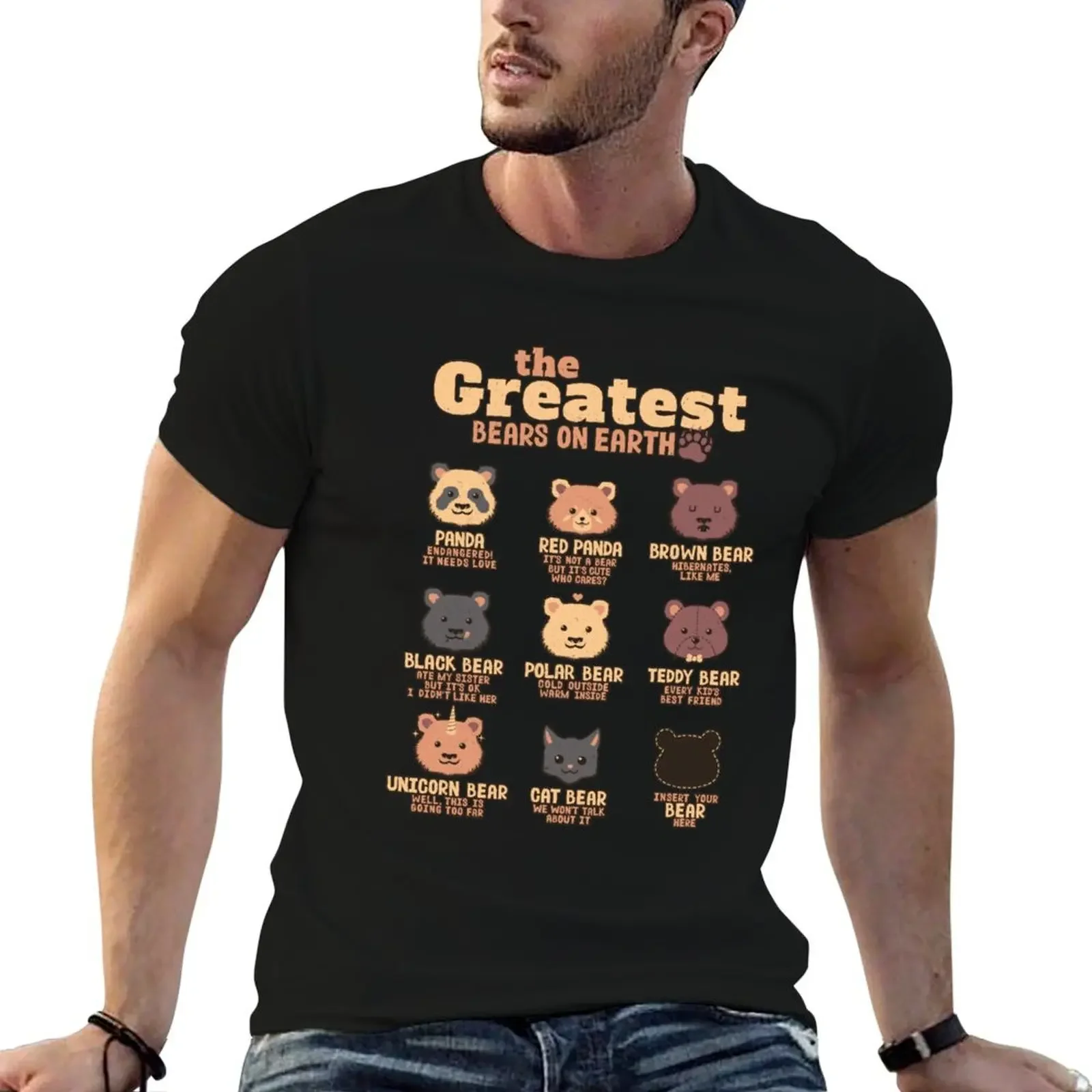 

Greatest Bears Insert your Bear T-Shirt boys whites funny shirt cotton boys animal print men t shirts