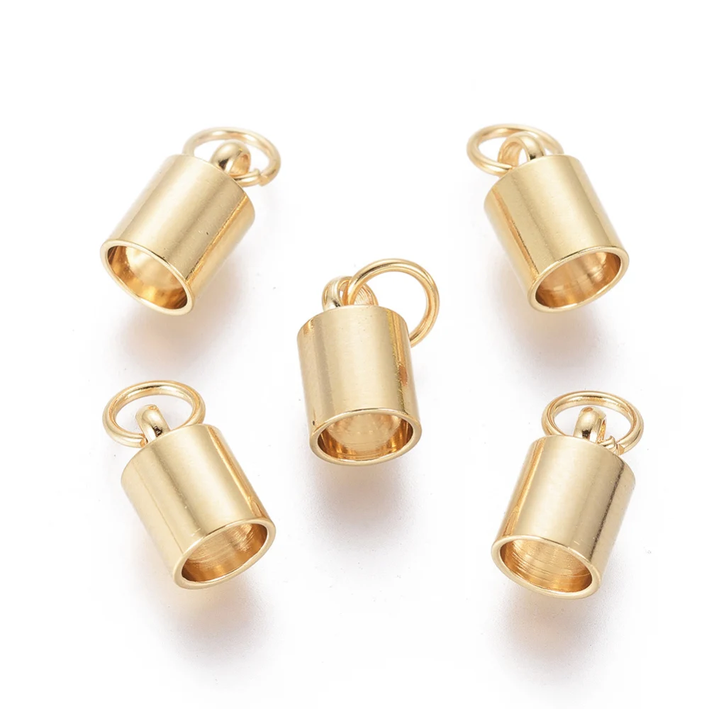 5 Pcs Stainless Steel Cord Ends 201 Stainless Steel Cord Ends End Caps Column Terminators Metal Buckle Clasps for Multi-Strand