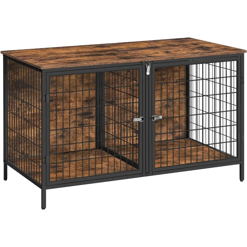 

Dog Crate Furniture for 2 Dogs, 43.3" Dog Kennel with Removable Divider, Heavy Sturdy Dog Furniture Style Double Cage