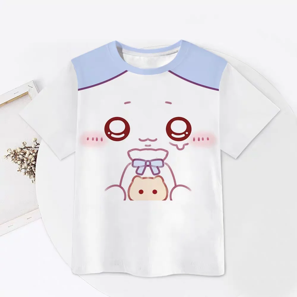 Chiikawa Is All Here! Adult Couple Soft Cute Cartoon 3D Print T-shirts Sports Leisure Breathable Short Sleeves FamilyMatching