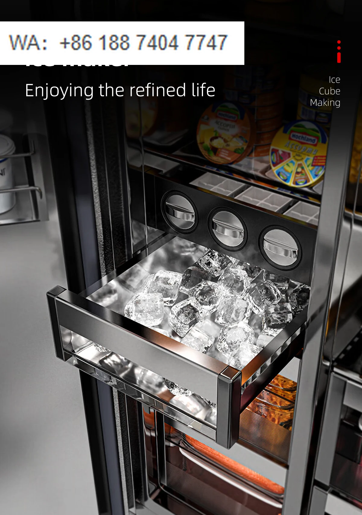 Cabinet Refrigerator 36-Inch Side-by-Side Stainless Steel Built-in Refrigerator 455L Big Capacity Home Use Unit