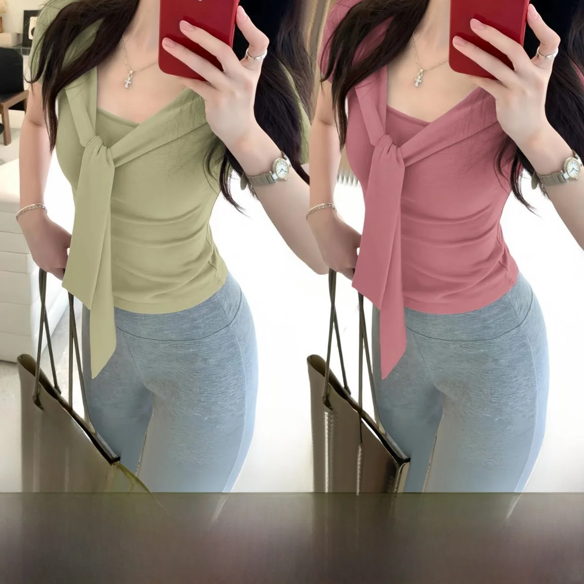 Slim Fit ort Sve U-Ne T-shirt Dames Zomer Top Design Sensation oulder Line Taille Inward V-Ne ort Lengte Versa...