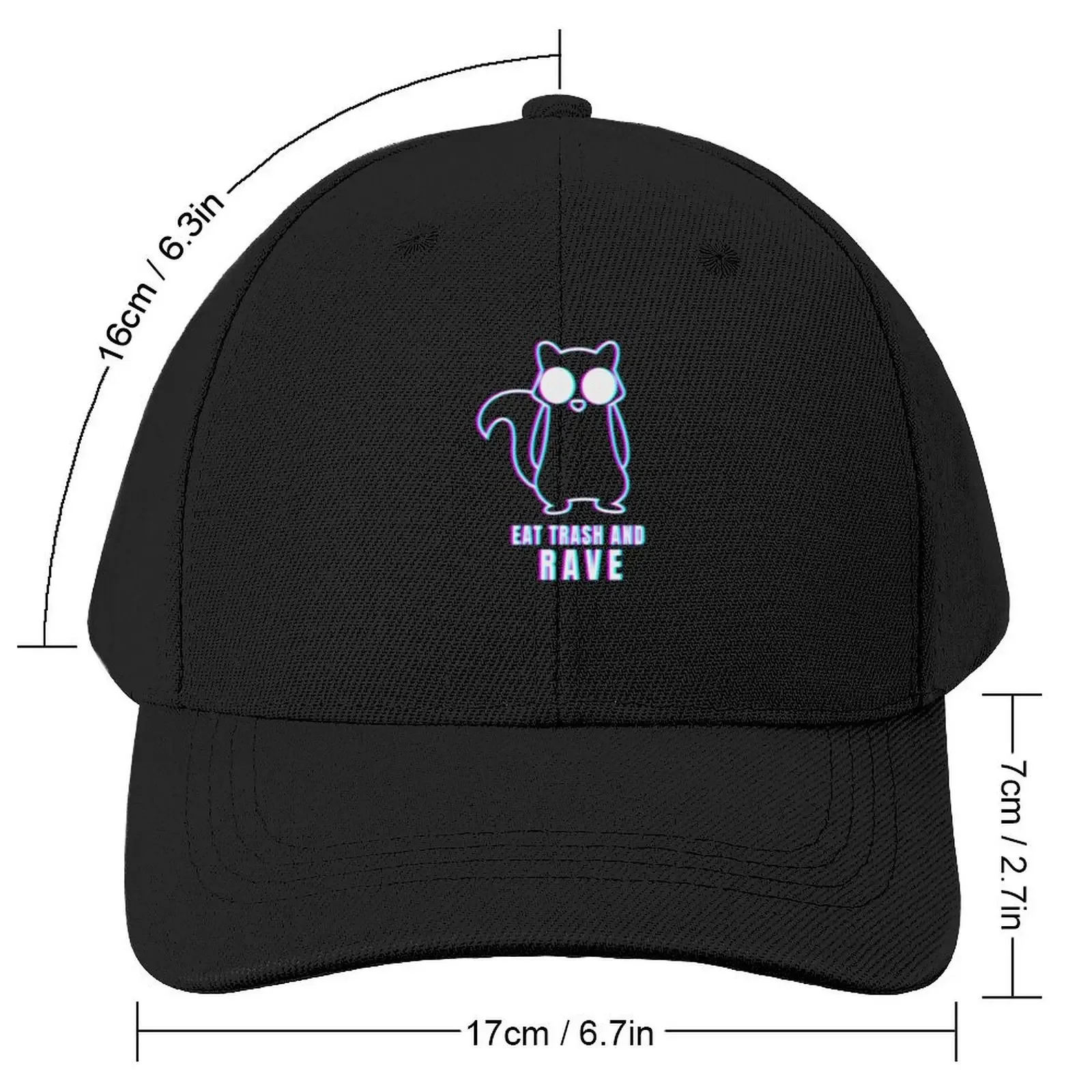 Eat trash and Rave Techno Raver EDM Trance Baseball Cap Sunhat black Sports Cap fishing hat For Women Men's