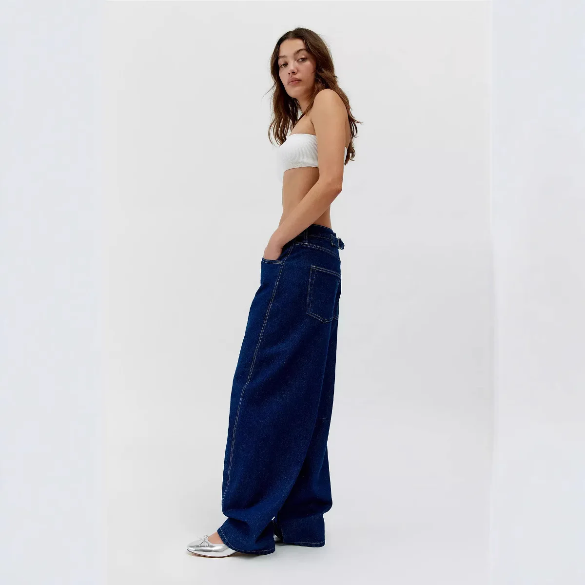 

Американские ретро потертые темно-синие широкие джинсы с заниженной талией. Четыре сезона Новые модные и универсальные свободные джинсы для женщин