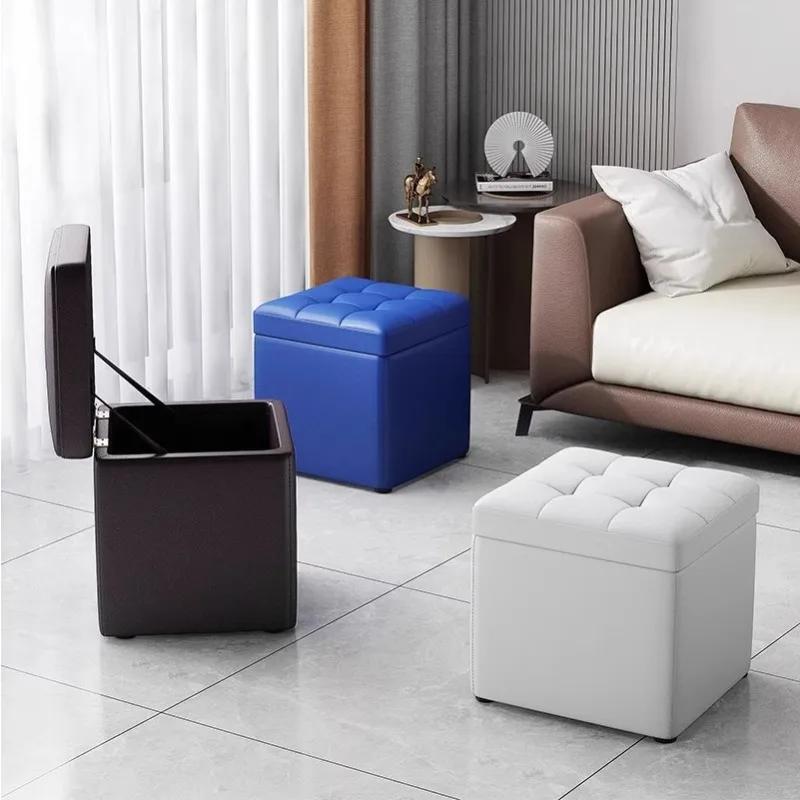 Storage square stool, shoe replacement stool, small leather stool, home low stool, living room, coffee table stool, sofa stool