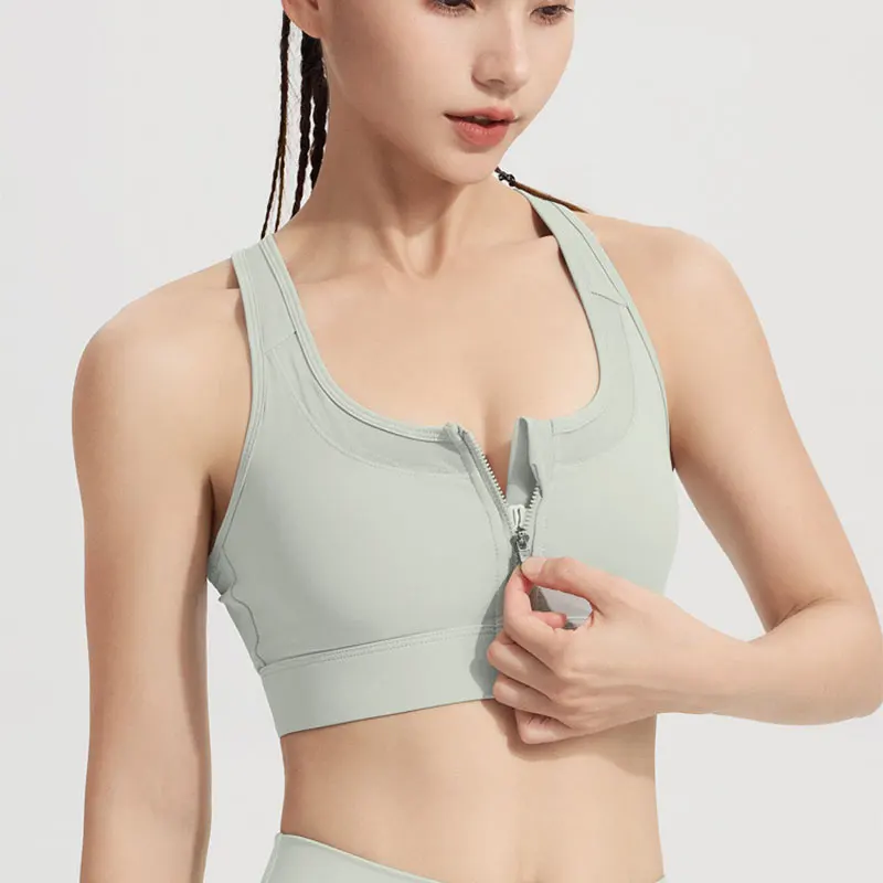 フロントジッパー スポーツブラ 衝撃吸収 スポーツ下着 ハイインパクト ヨガブラ 速乾 ランニングベスト フィットネス ヨガブラトップ レディース