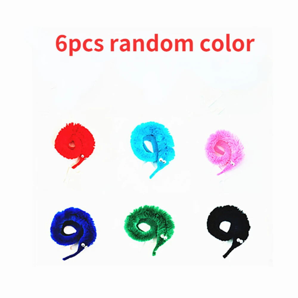 6/12pcs Magic Caterpillar Novelty Toy Magic Plush Fake Bug Seahorse Tricky Toy Halloween Party with Invisible Rope Spell Tool