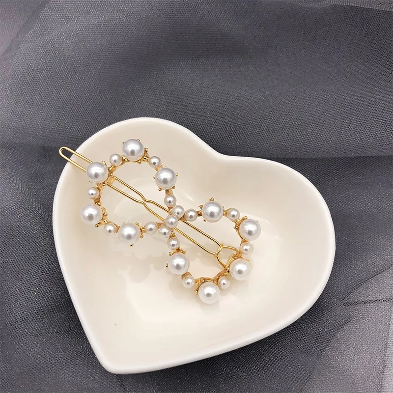 

New Metal Pearl Hair Clips Women Hairpin Pentagram Heart Geometry Korean Girls Hairpins Barrette Hair Flower Hair Accessories