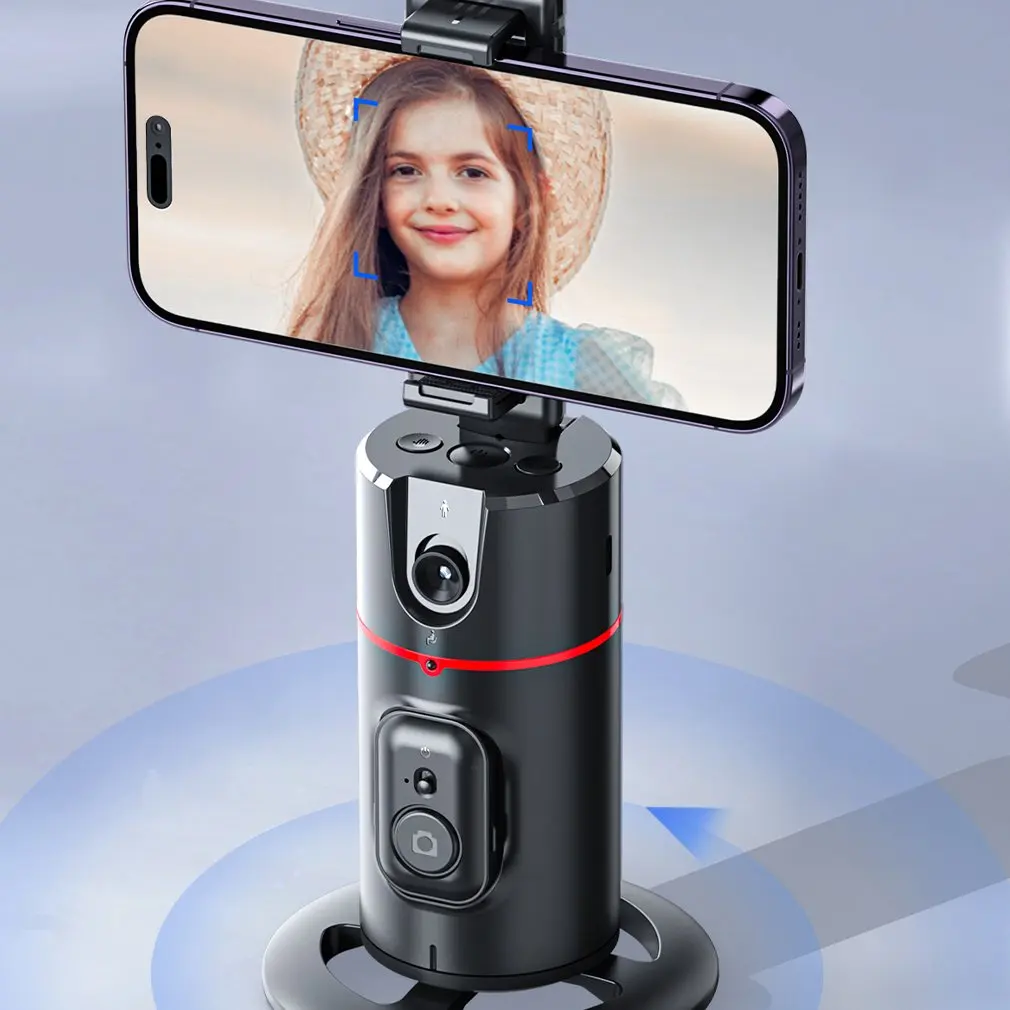 Face tracking and light-filling mobile phone holder foldable 360° rotation face rotation AI gesture control mobile phone tripod