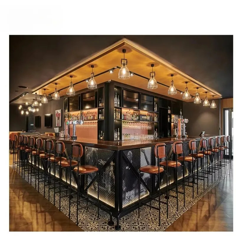 FOODLINE Space Saving Bar Counter Freestanding Commercial Bar Counter For Small Cafe Bar Family Entertainment Room