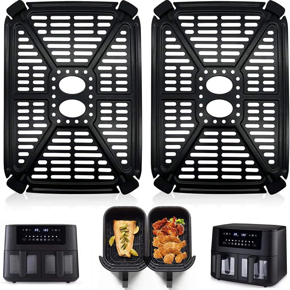 1/2Pcs Black Frying Plate Stainless Steel Support Plate Explosion Plate Oil Separator Grill Pan Air Fryer Grill Accessories