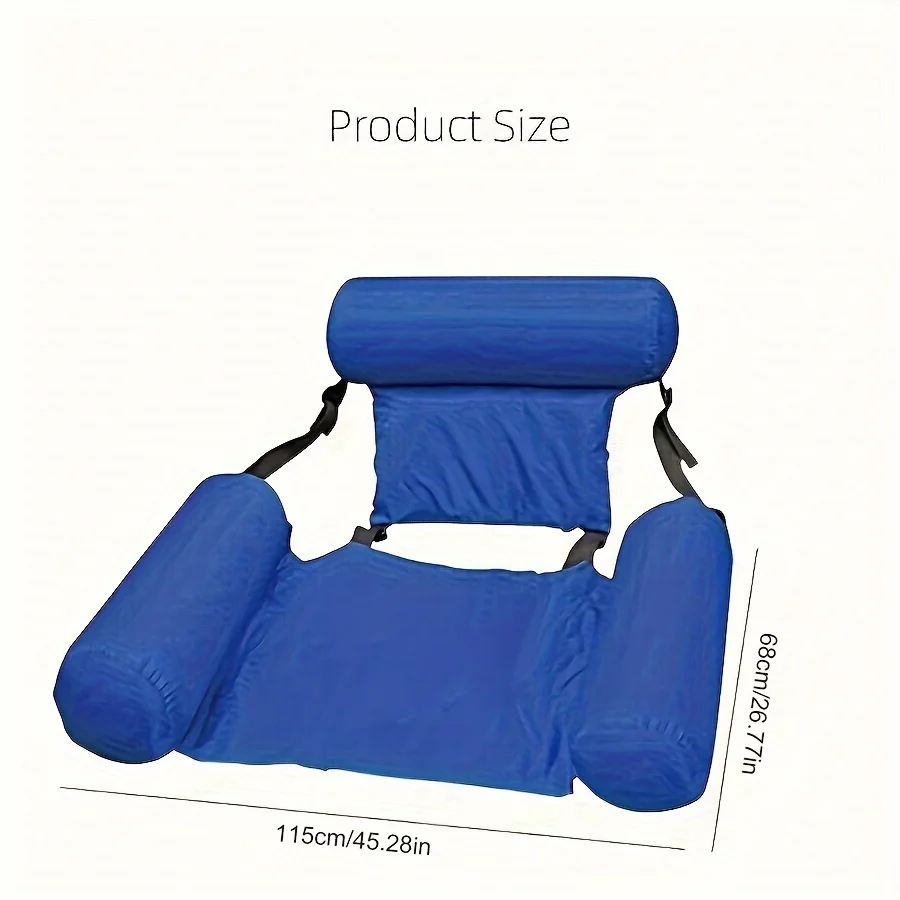 Durable PVC Deluxe Inflatable Water Lounger - Foldable & Portable Floating Bed Sofa for Pool, Beach Parties - Blue