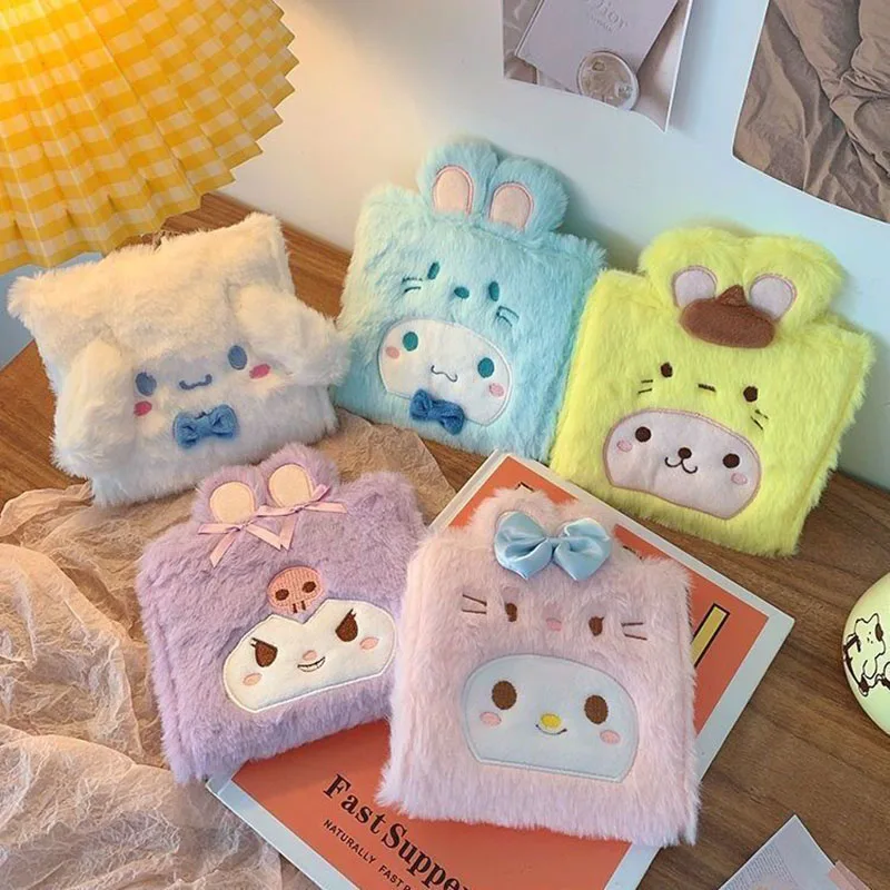 Sac à cartes de dessin animé mignon Sanurgente Hello Kittile Kuromi Cinnamoroll, peluche Anime 3D, sac de rangement pliant, transformation du beurre, cadeaux pour filles