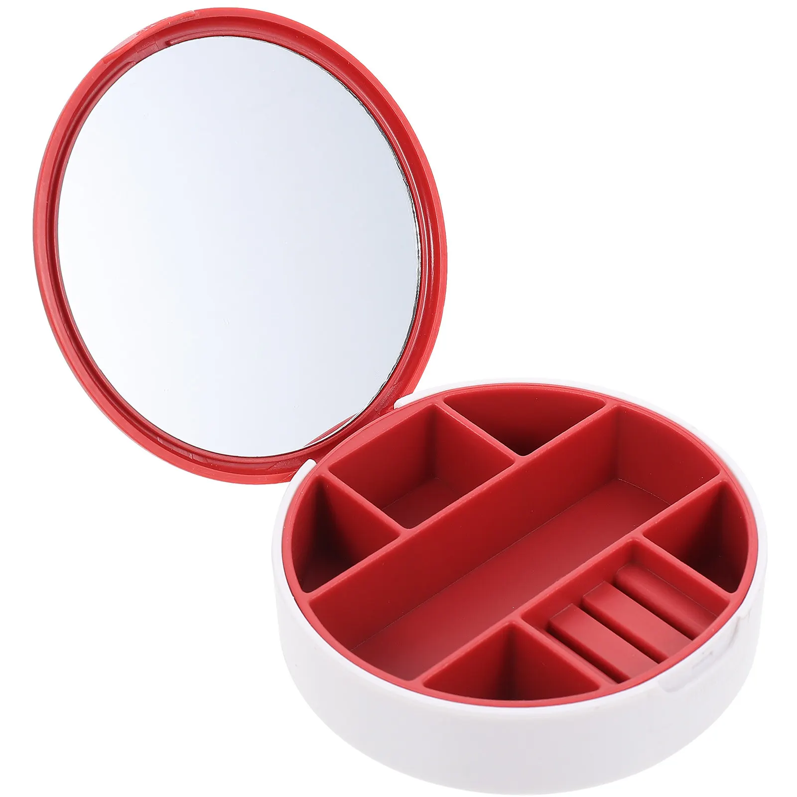 

Portable ABS Jewelry Box Round Multi-Grid Travel Case Dustproof Organizer for Rings Earrings Small Storage Container
