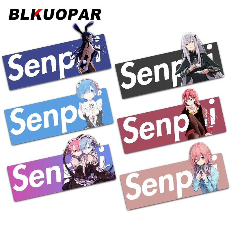 BLKUOPAR 13cm Senpai Sakurajima Mai Echidna Rem Kawaii Youth Campus Girl Car Stickers Kirisu Mafuyu Nakano Miku Anime Car Slap